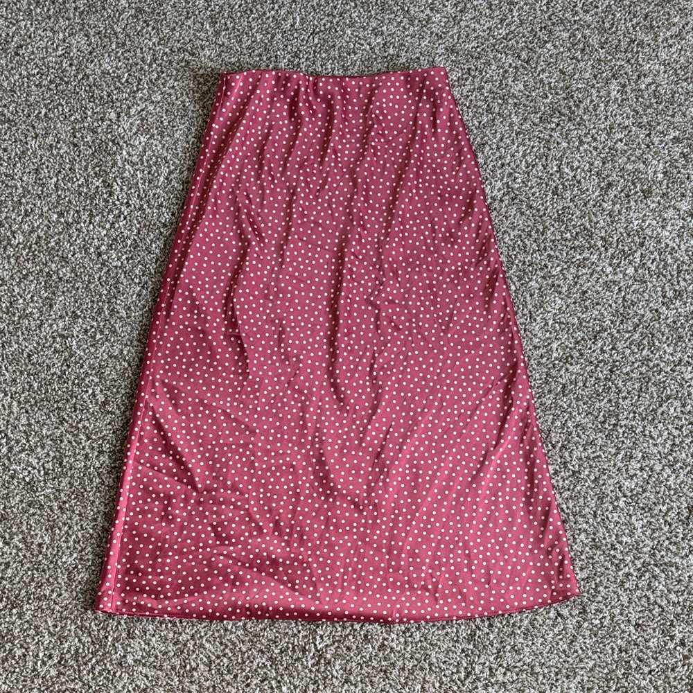 Pink Polka Dot Midi Shift Skirt